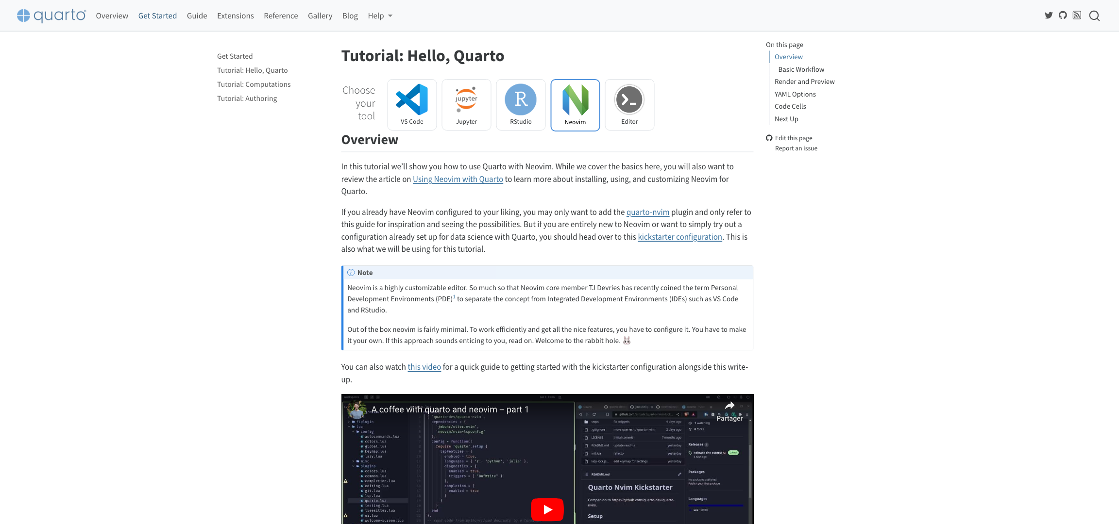 Screenshot of https://quarto.org/docs/get-started/hello/neovim.html webpage