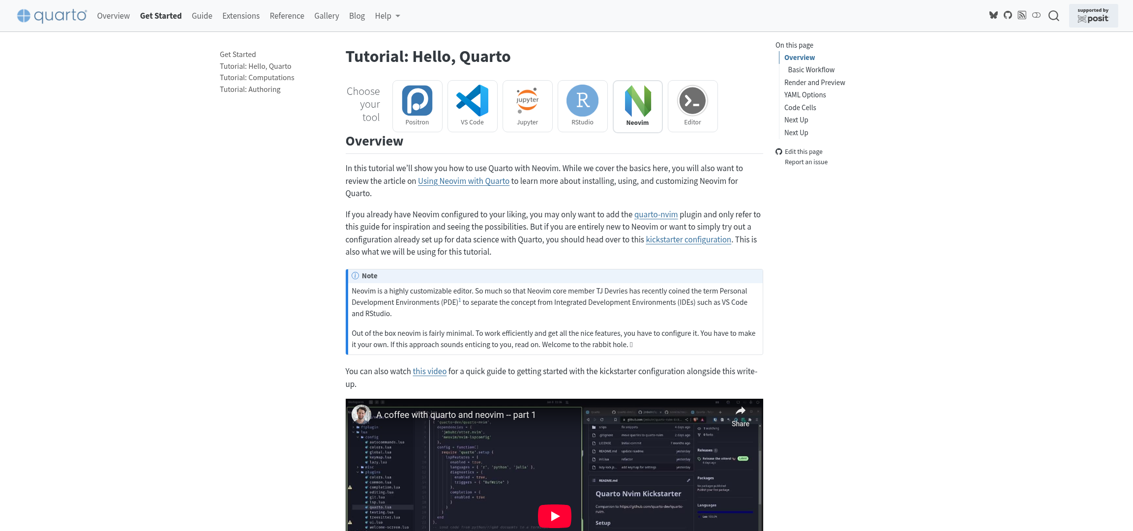Screenshot of https://quarto.org/docs/get-started/hello/neovim.html webpage