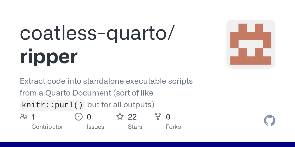 GitHub repository OpenGraph image for https://github.com/coatless-quarto/ripper