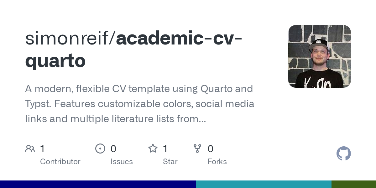 GitHub repository OpenGraph image for https://github.com/simonreif/academic-cv-quarto