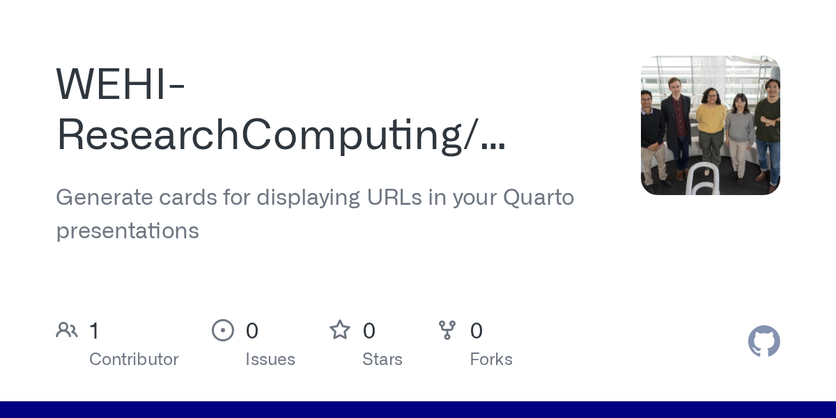 GitHub repository OpenGraph image for https://github.com/WEHI-ResearchComputing/QuartoCards