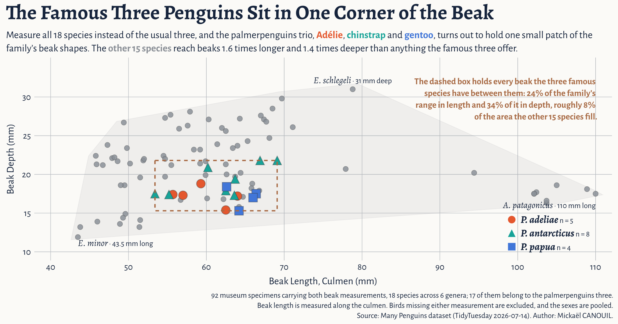 The Famous Three Penguins Sit in One Corner of the Beak
